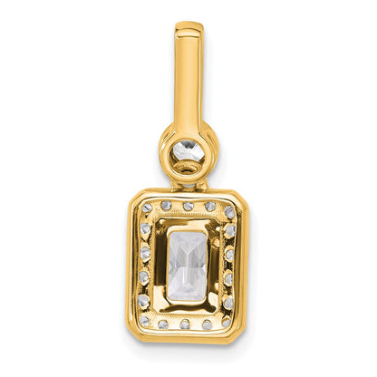 14K Yellow Gold 2 carat Lab Grown Diamond VS+ F+ Radiant Complete Halo Pendant