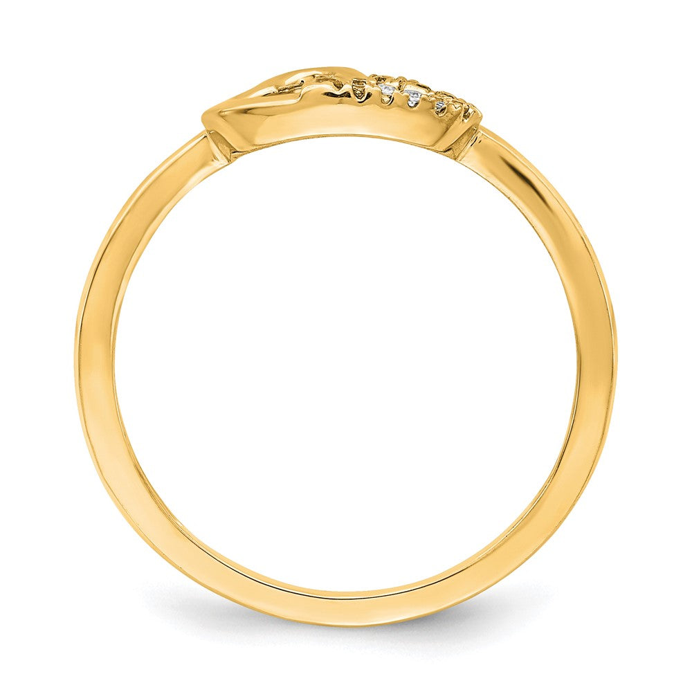 14K Yellow Gold Diamond Double Heart Ring