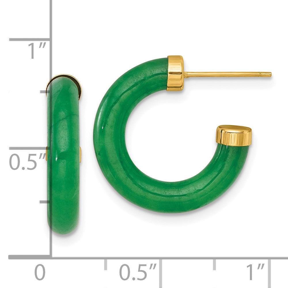 14K Yellow Gold Polished 3.8mm Jade Post C-Hoop Earrings