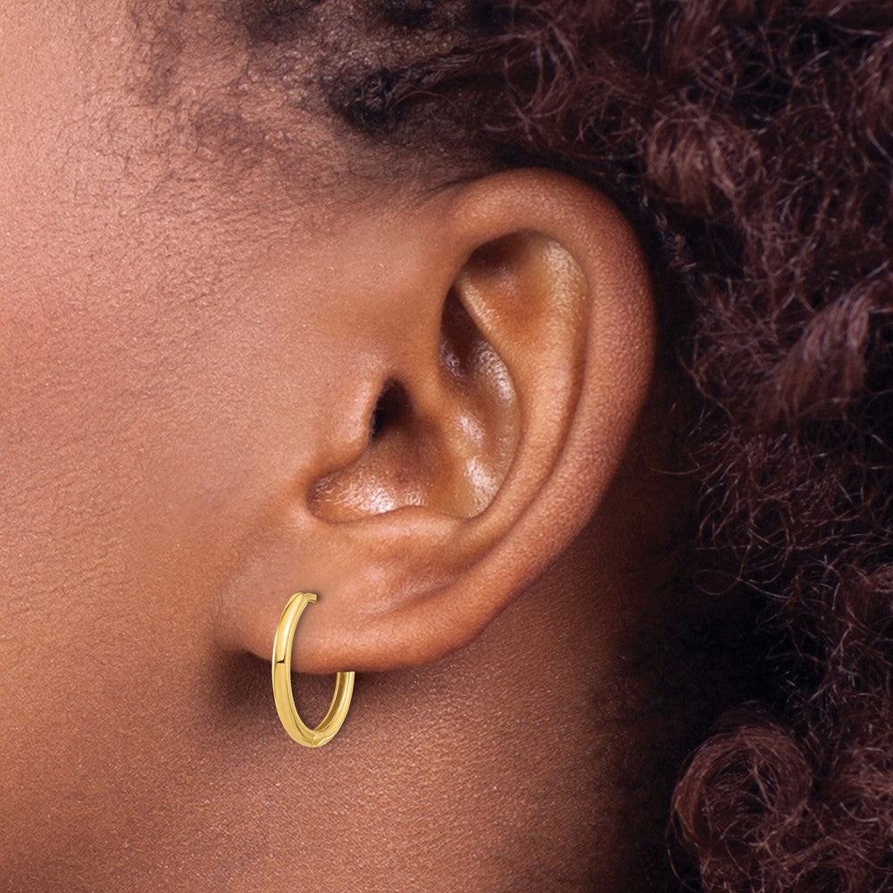 14K Yellow Gold Polished Hinged Hoop Earrings