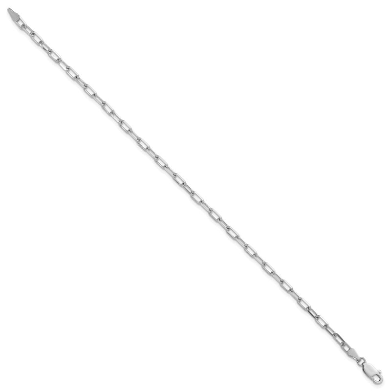14K White Gold 3.0mm Solid Beveled Paperclip 7 Inch Chain