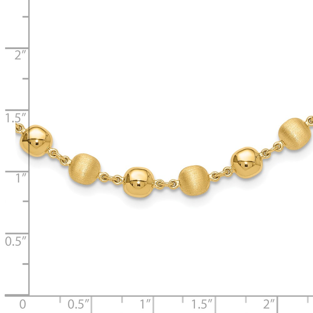 14K Yellow Gold Polished and Satin 5.5mm Puffed Circles 17.75 Inch Necklace