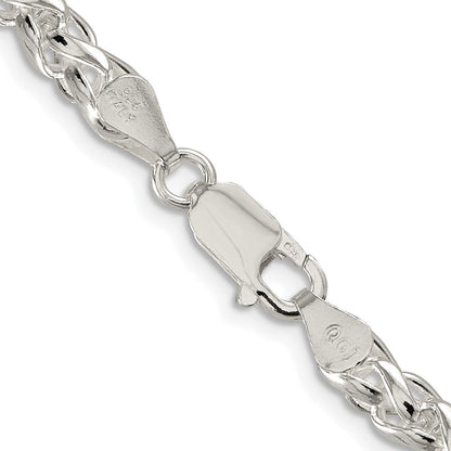 Sterling Silver Rhodium-plated 5mm Round Spiga 24 Inch Chain