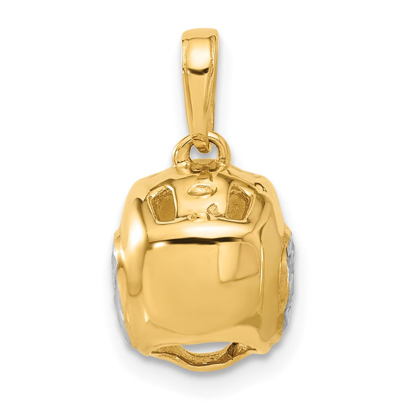 14K Yellow Gold and Rhodium Diamond-cut Wrestling Helmet Pendant