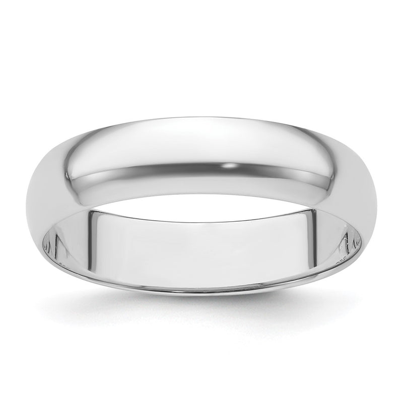Platinum 5mm Half Round Featherweight Wedding Band Ring