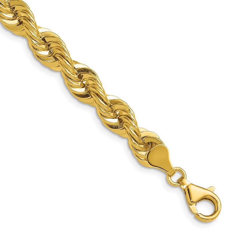 14K Yellow Gold 7.5mm Regular Rope 9 Inch Chain