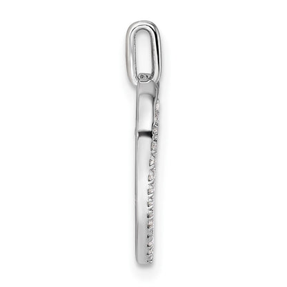14K White Gold Polished 1/6 carat Diamond Heart Dangle Cross Pendant