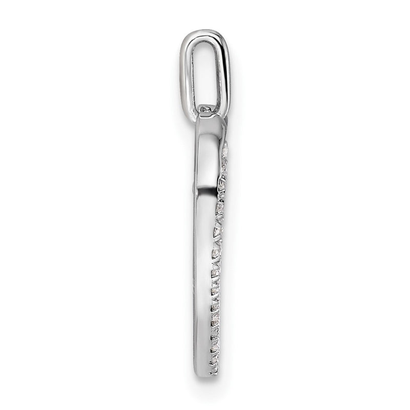 14K White Gold Polished 1/6 carat Diamond Heart Dangle Cross Pendant