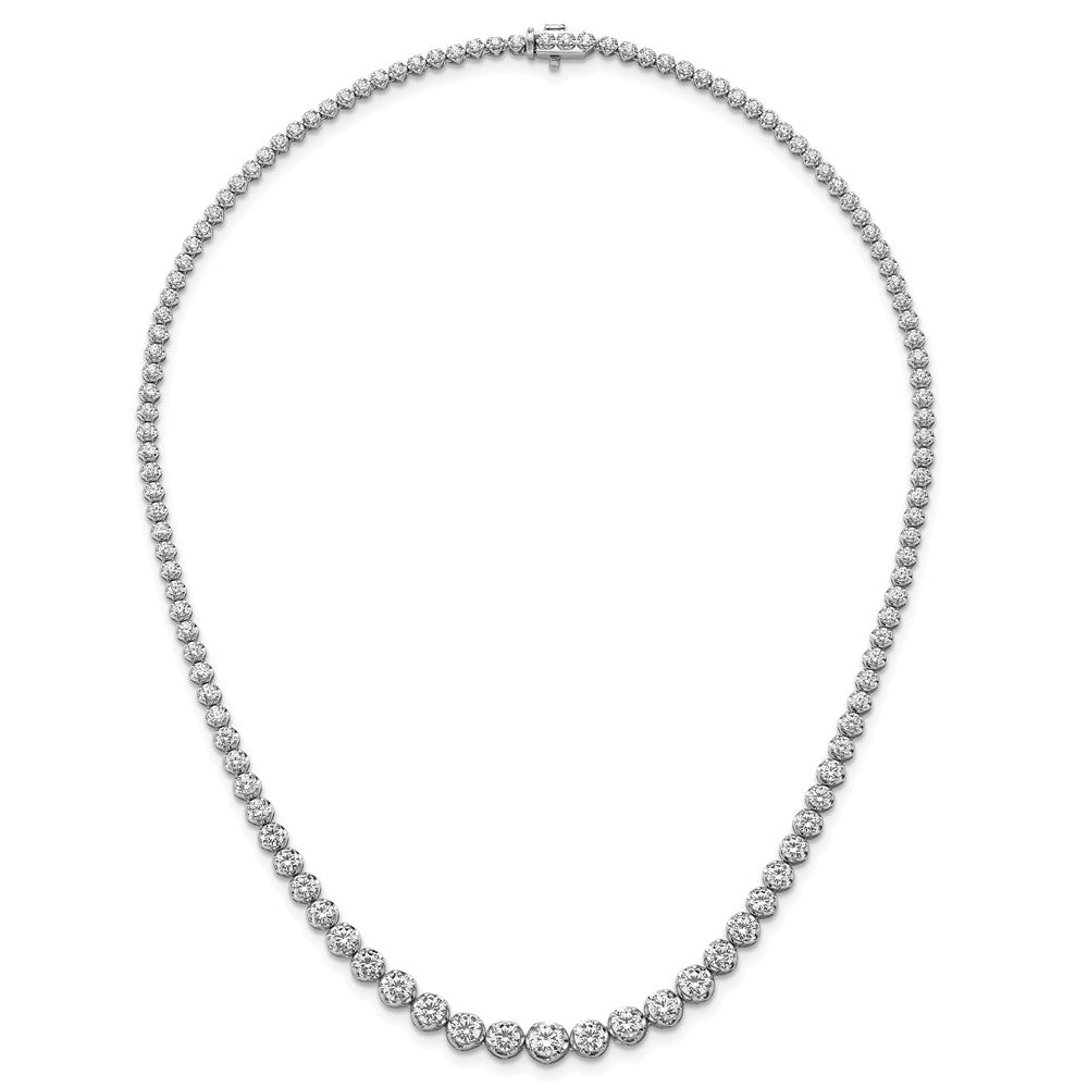 14K White Gold 10 1/2 carat Certified Lab Grown Diamond VS/SI+ G+ Complete Round 16 Inch Graduated Tennis Necklace