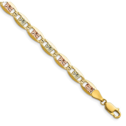 14K Tri-Color Gold 6.1mm Tri-color Gold Pav‚ Valentino Chain Bracelet