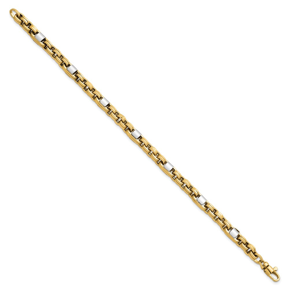 14K Two-Tone Gold Two-tone Polished 5mm Fancy Link 7.5 Inch Bracelet