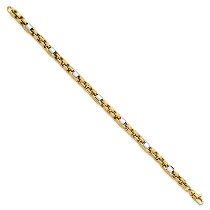 14K Two-Tone Gold Two-tone Polished 5mm Fancy Link 7.5 Inch Bracelet