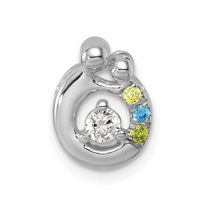 14K White Gold 3 Birthstone and Dia Mother/Child Chain Slide Semi-mount
