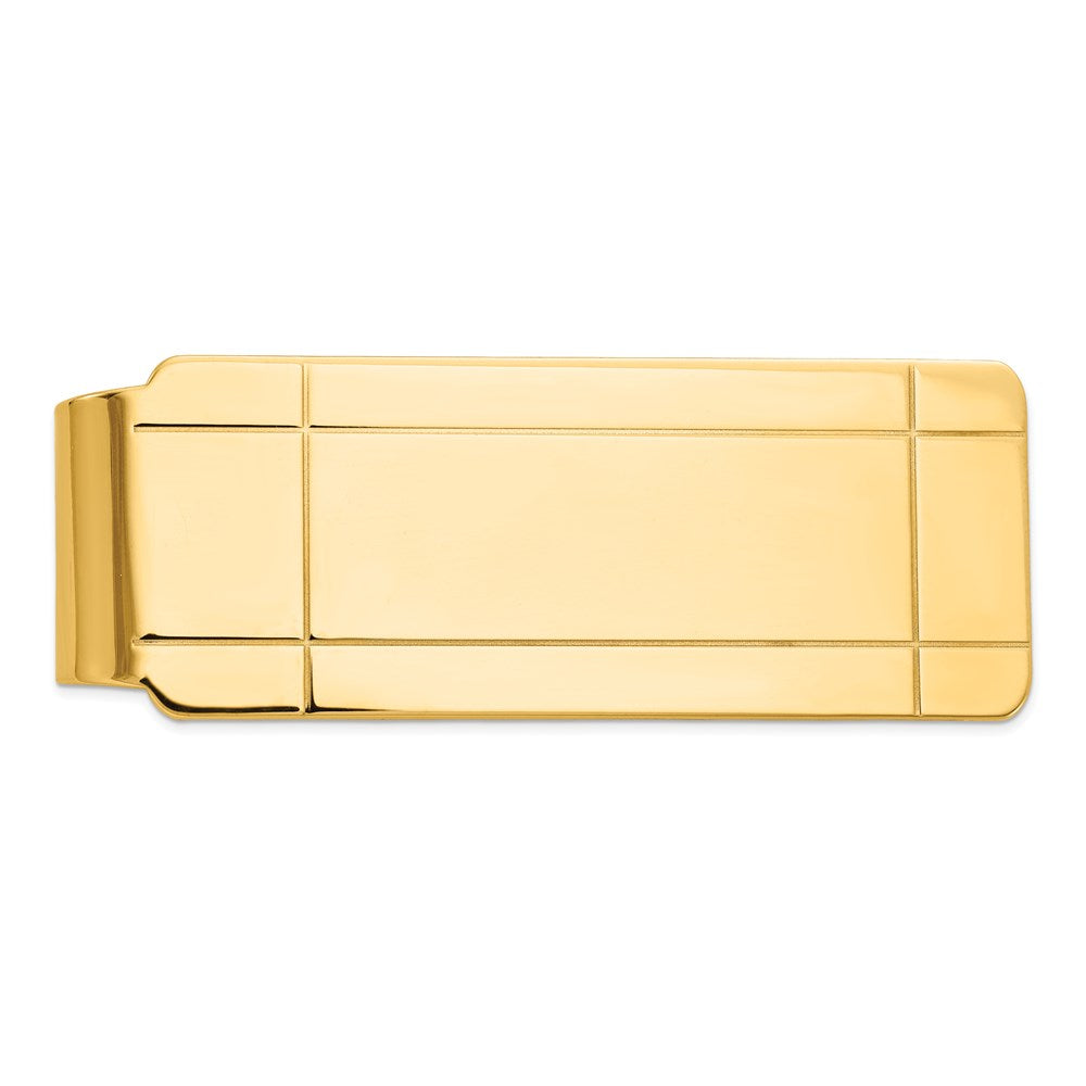 14K Yellow Gold Men's Grooved Money Clip