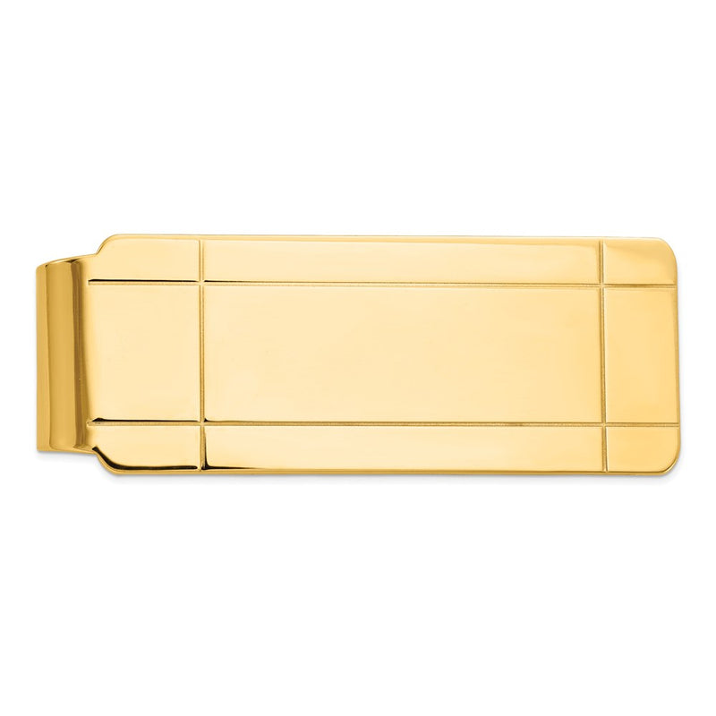 14K Yellow Gold Men's Grooved Money Clip