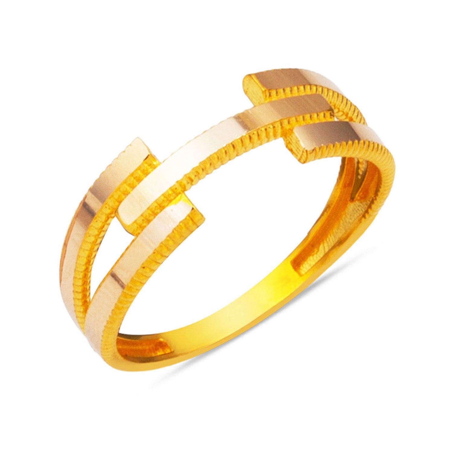 14K Yellow Gold Single Ribbed Ajda Ring