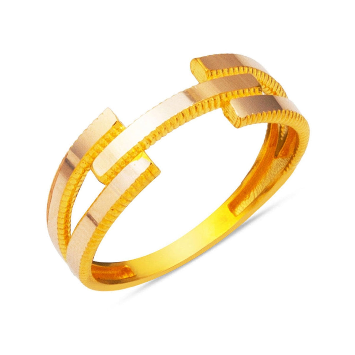 14K Yellow Gold Single Ribbed Ajda Ring