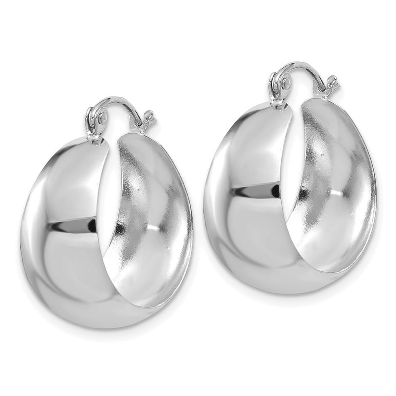 14K White Gold 10.5x23mm Polished Tapered Hoop Earrings