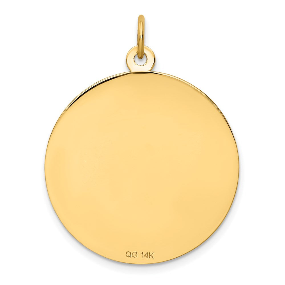 14K Yellow Gold HAPPY ANNIVERSARY Blue and Red CZ with Bells 25mm Engravable Disc Charm