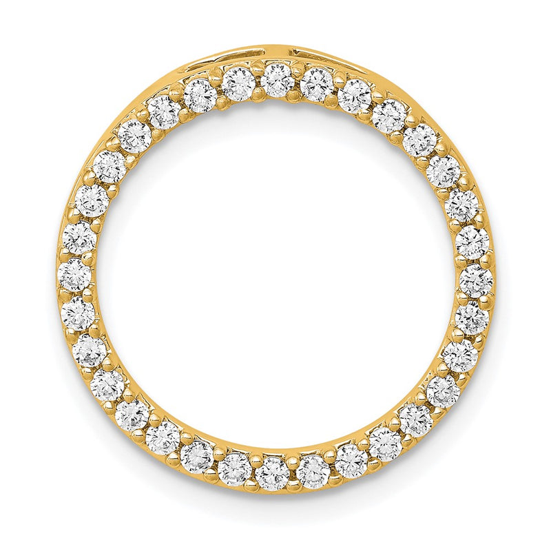 14K Yellow Gold Polished 1/2 carat Diamond Circle Chain Slide