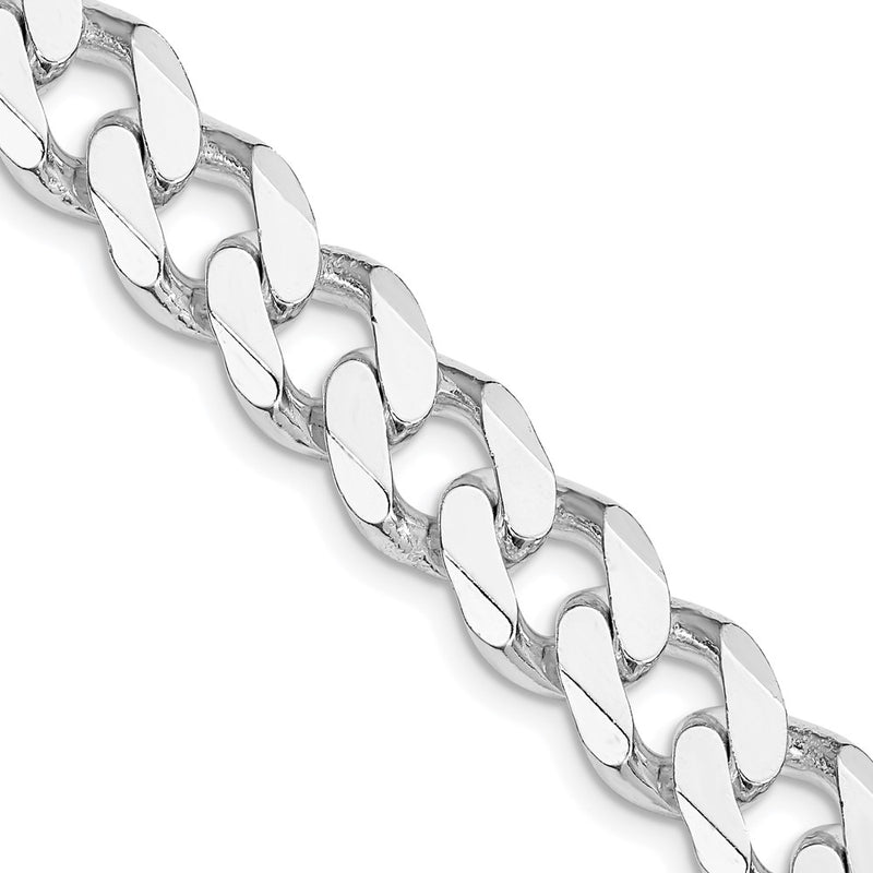 Sterling Silver Rhodium-plated 11mm Curb 28 Inch Chain