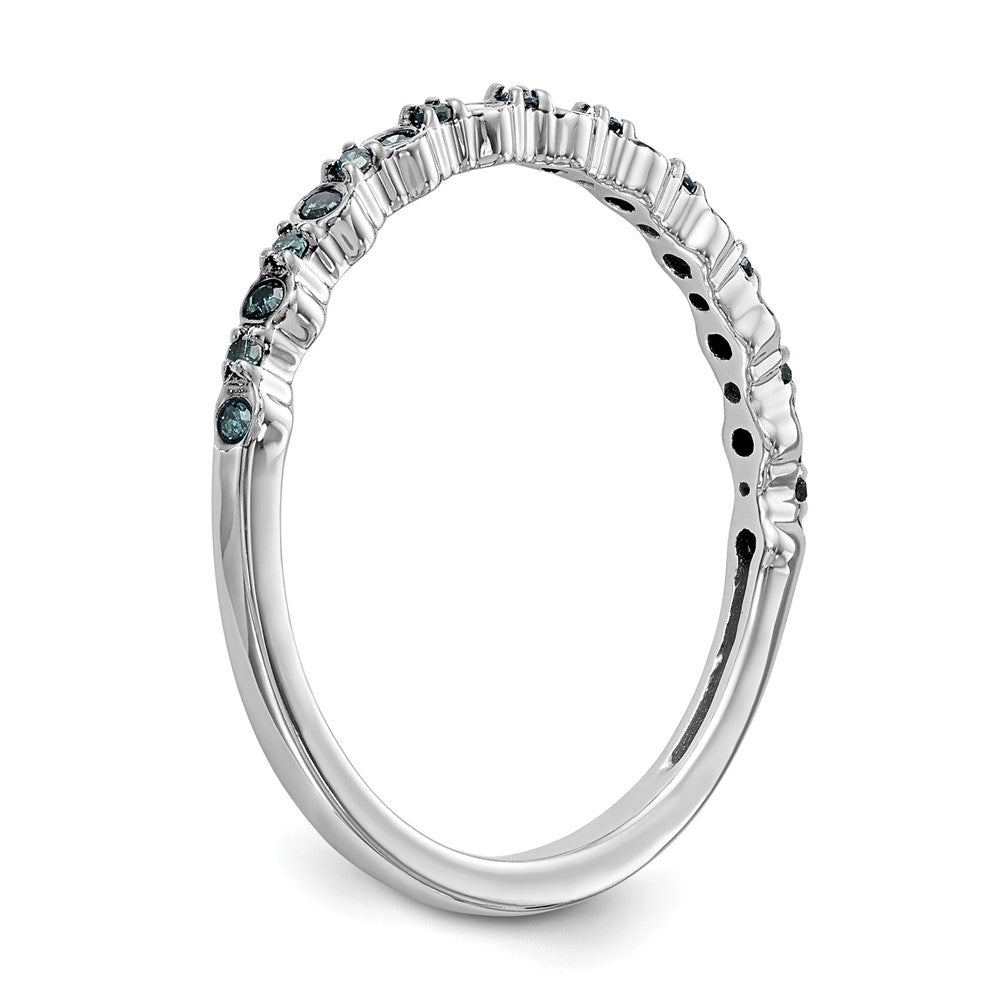 14K White Gold 1/10 carat Blue Diamond Complete Wedding Band Ring