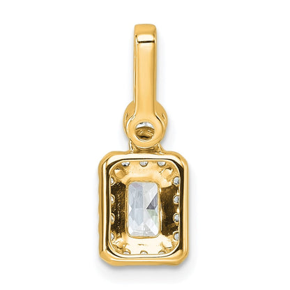 14K Yellow Gold 1 carat Certified Lab Grown Diamond VS+ F+ Radiant Complete Halo Pendant
