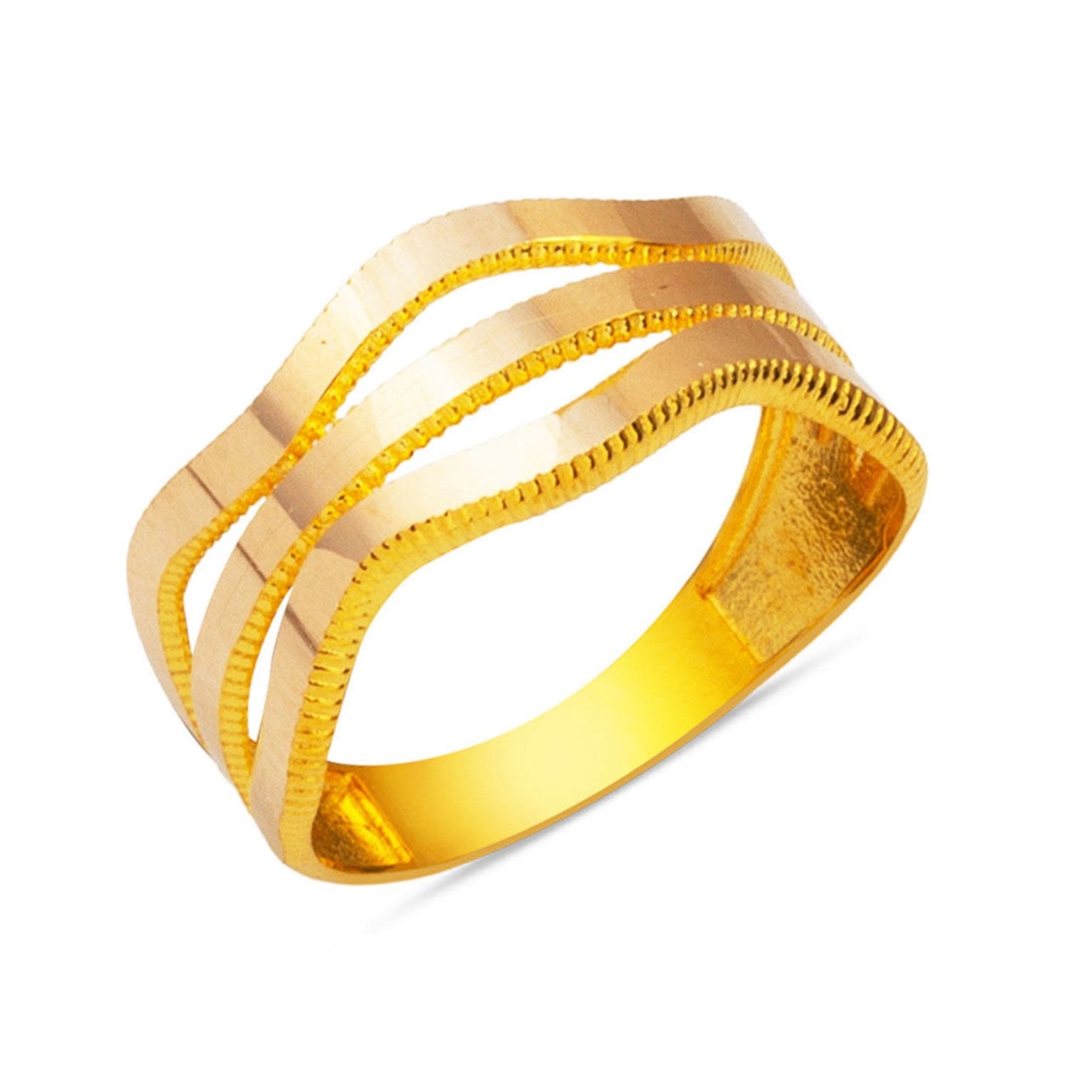 14K Yellow Gold Zigzag Classic Ajda Ring