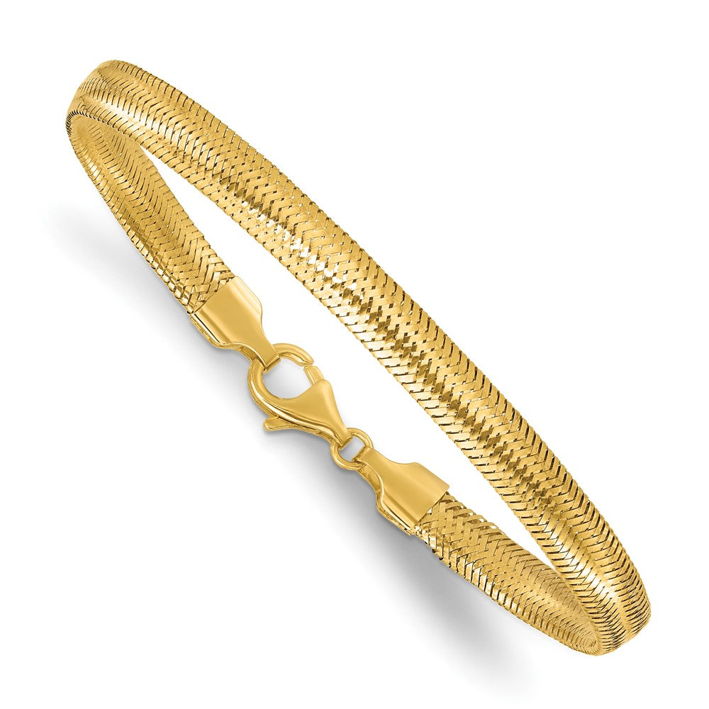 14K Yellow Gold Polished 6.1mm Woven Mesh 7.5 Inch Bracelet