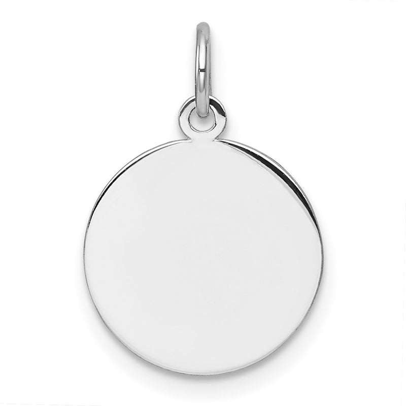 14K White Gold Plain Round Engravable Disc Charm