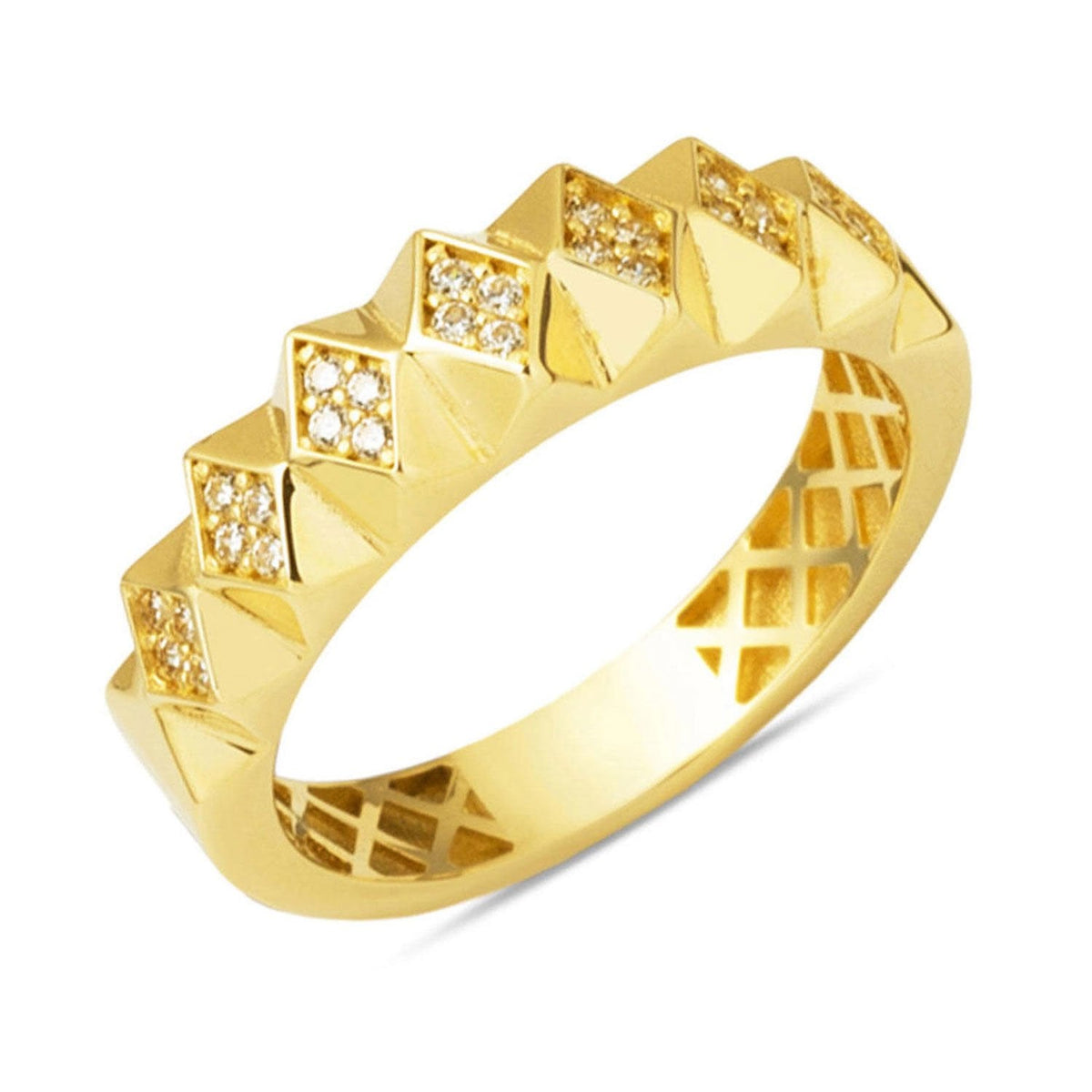 14K Yellow Gold Prism Cubic Zirconia Women's Ring