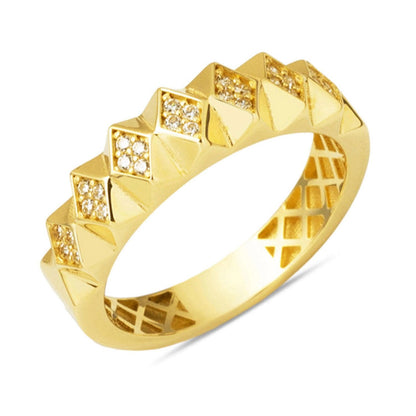 14K Yellow Gold Prism Cubic Zirconia Women's Ring