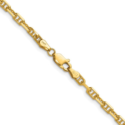 14K Yellow Gold 3.5mm D/C Mariner Anchor Chain Necklace