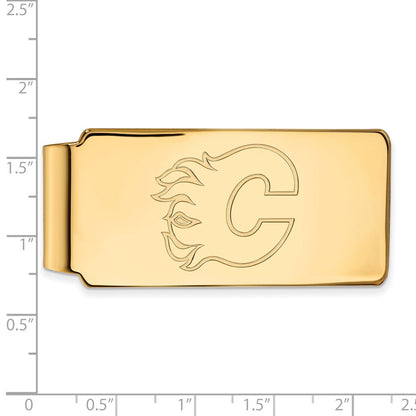 14K Yellow Gold Gold NHL LogoArt Calgary Flames Money Clip