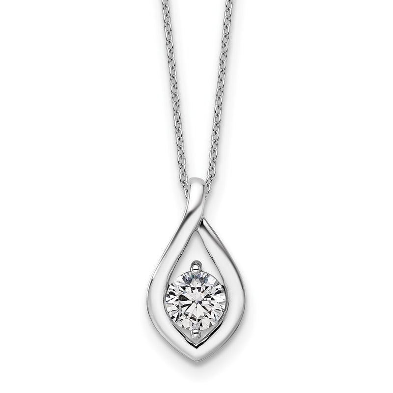14K White Gold 3/4 carat Certified Lab Grown Diamond VS/SI+ G+ Complete 18 Inch Necklace