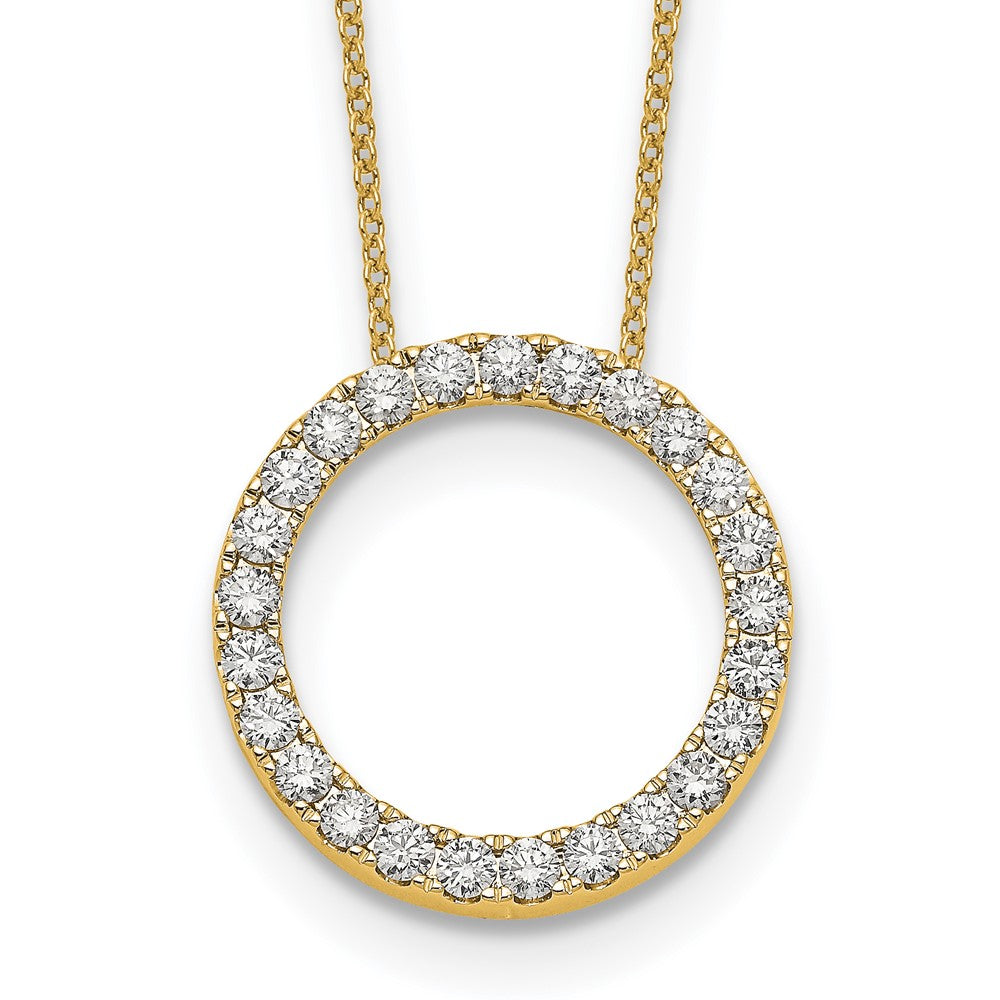 14K Yellow Gold Polished 1 carat Diamond Circle 18 Inch Necklace