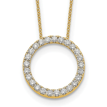 14K Yellow Gold Polished 1 carat Diamond Circle 18 Inch Necklace