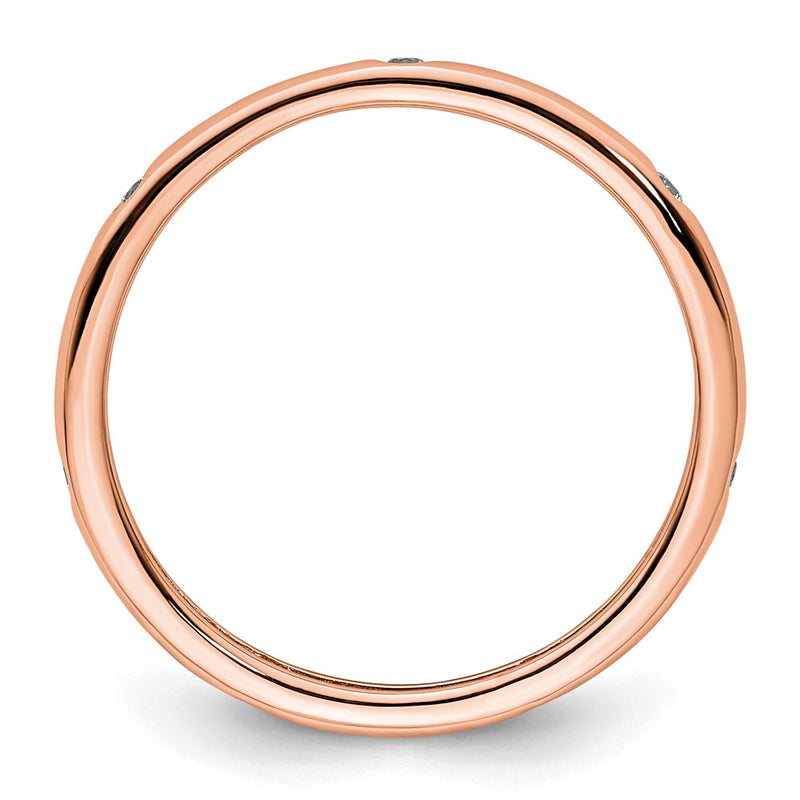 14K Rose Gold Polished Size 8.5 Bezel-set 1/10 carat Diamond Complete Eternity Wedding Band Ring