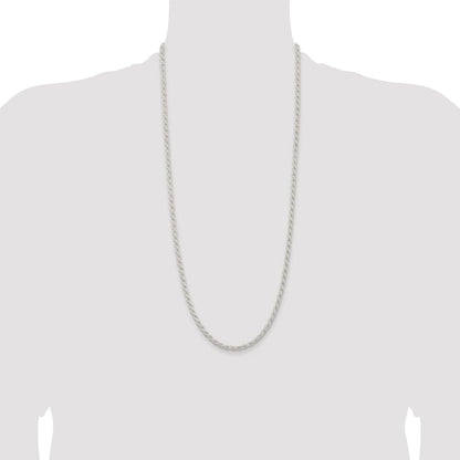 Sterling Silver Rhodium-plated 4.5mm Solid Rope 30 Inch Chain