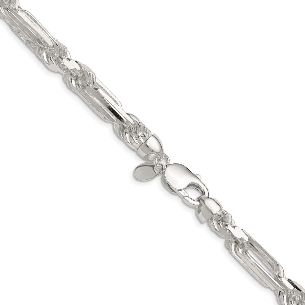 Sterling Silver 8mm D/C Figarope 26 Inch Chain