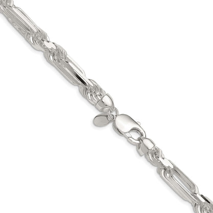 Sterling Silver 8mm D/C Figarope 26 Inch Chain