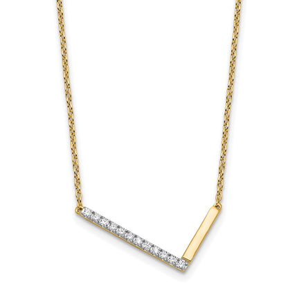 14K Yellow Gold Sideways Diamond Initial L 18 Inch Necklace