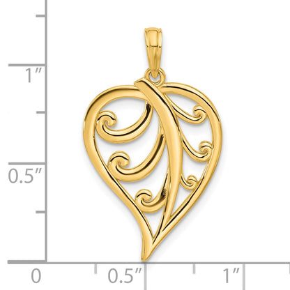 14K Yellow Gold Polished Leaf Pendant
