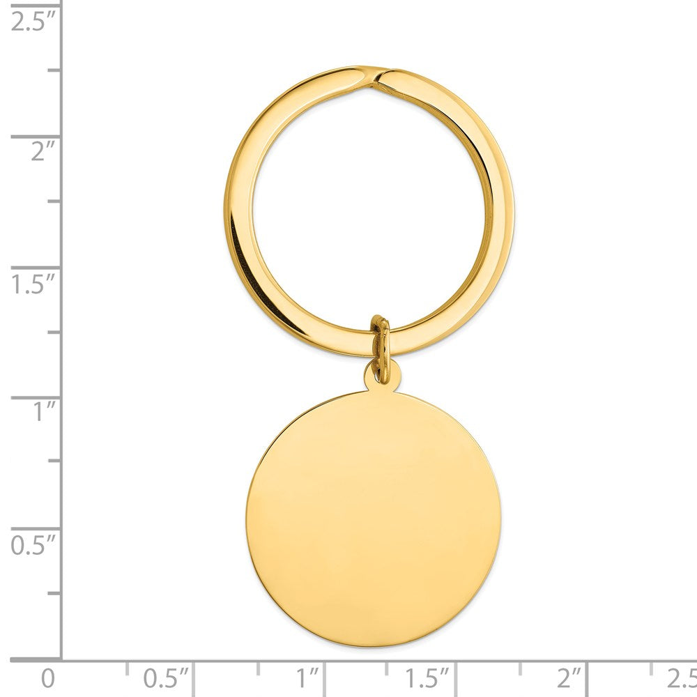 14K Yellow Gold Round High Polished Disc Key Ring