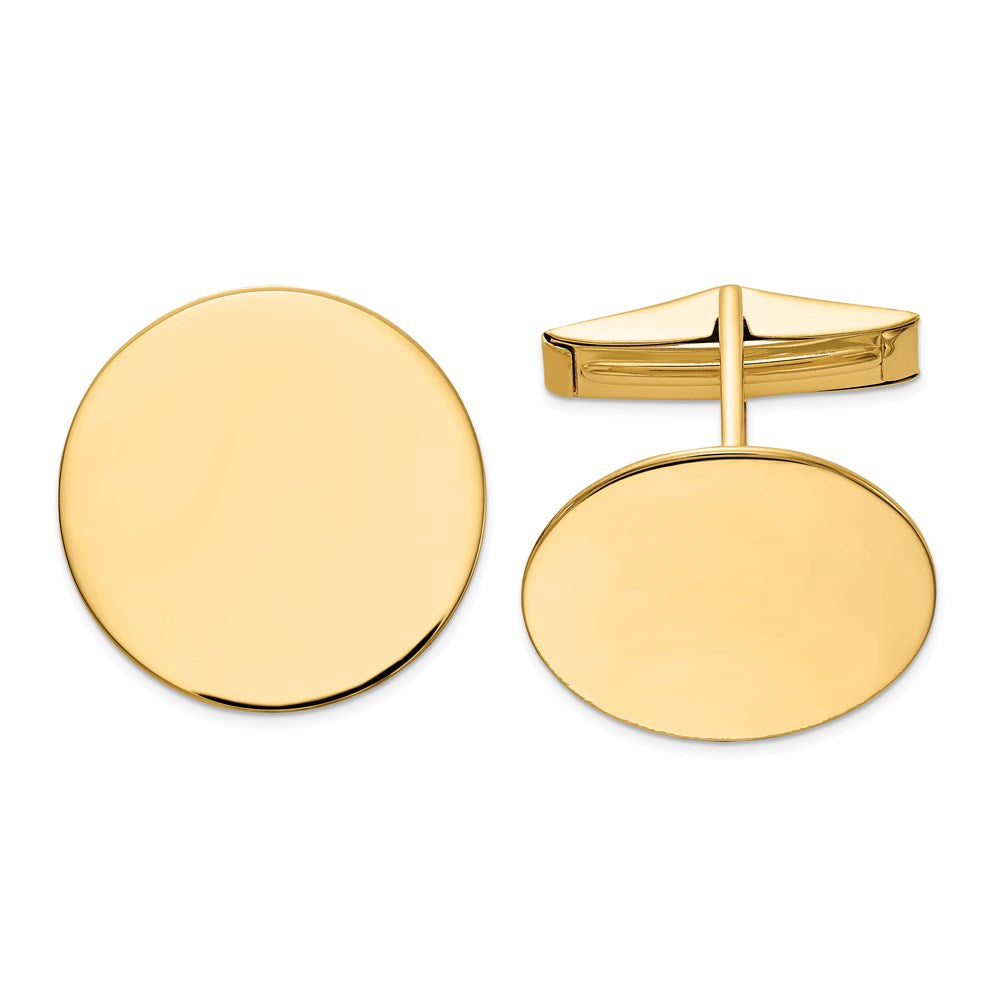14K Yellow Gold Men's Circular Polished Cuff Links