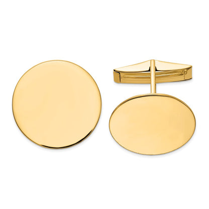 14K Yellow Gold Men's Circular Polished Cuff Links