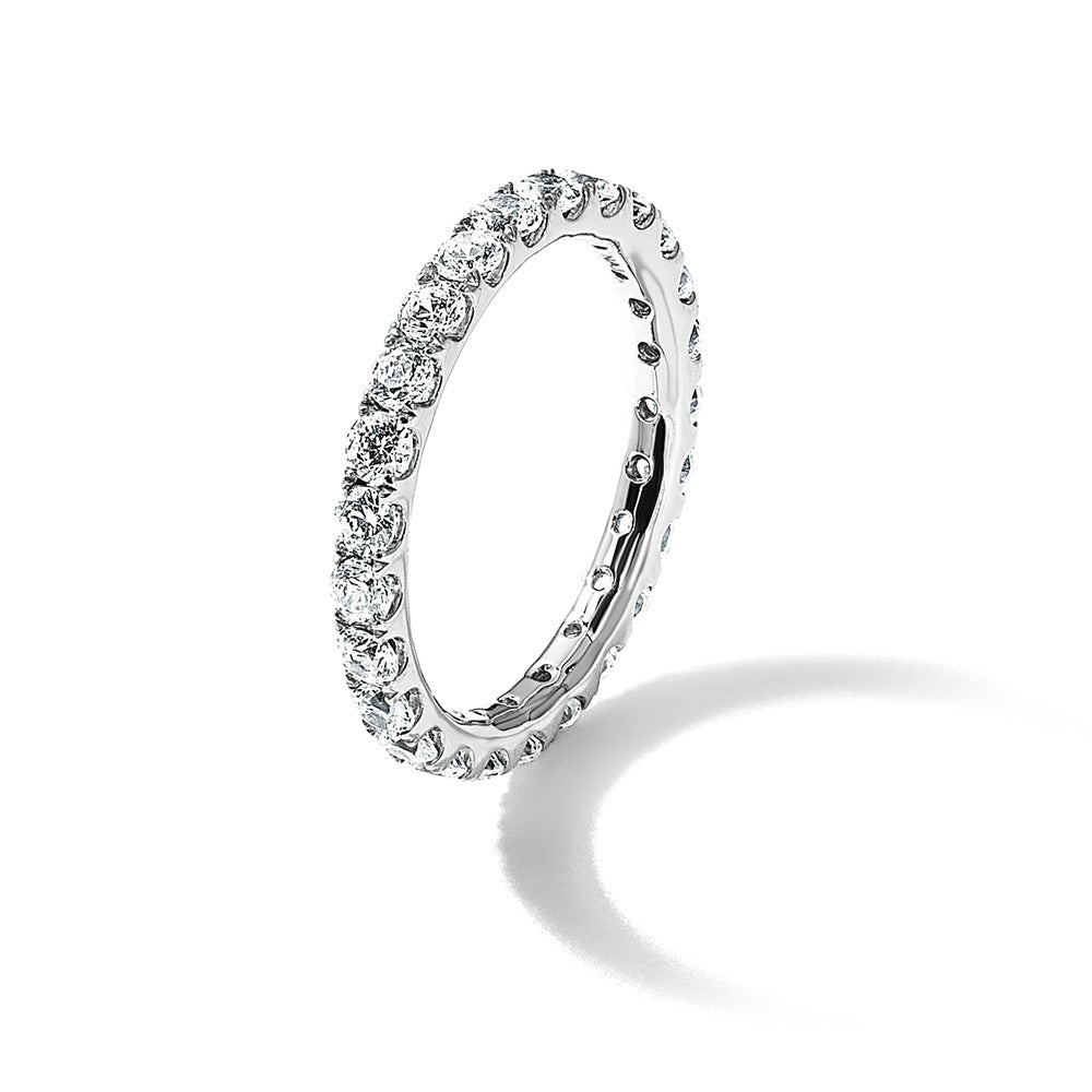 True Origin 14K White Gold 2 carat Lab Grown Diamond VS+ F+ Size 6.5 Complete Eternity Wedding Band Ring