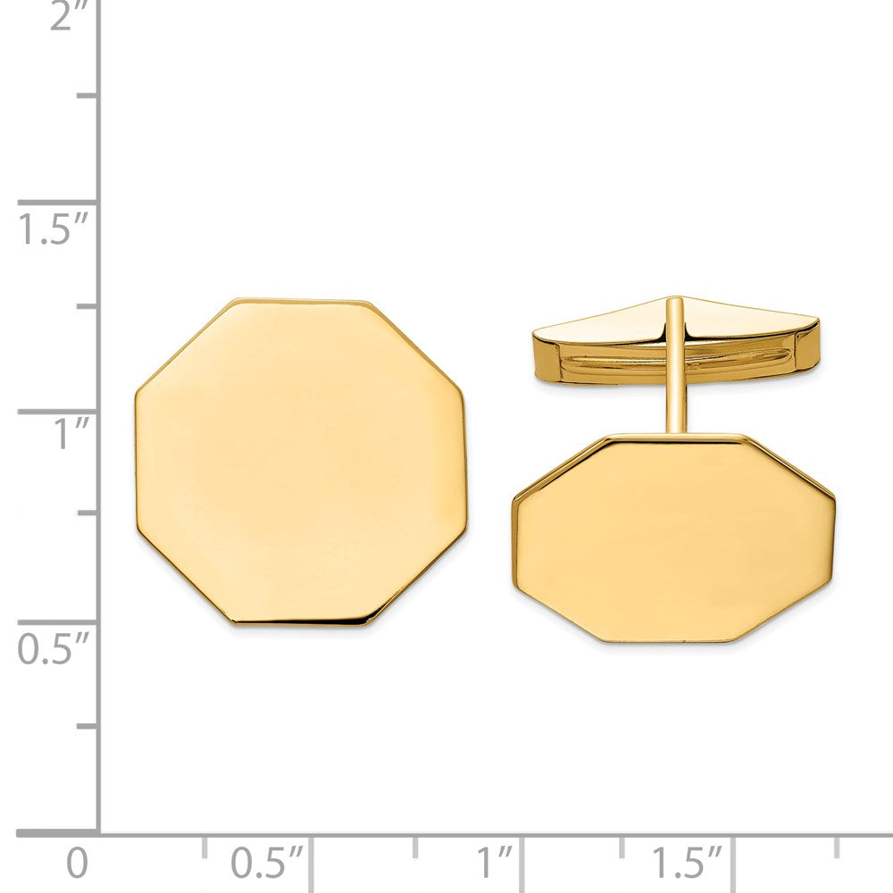 14K Yellow Gold Men's Octagonal Cuff Links