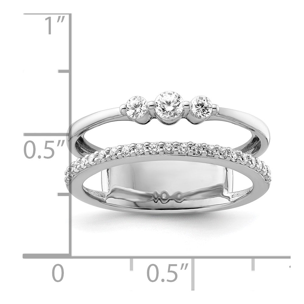 14K White Gold Polished Diamond Double Wedding Band Ring Fashion Ring