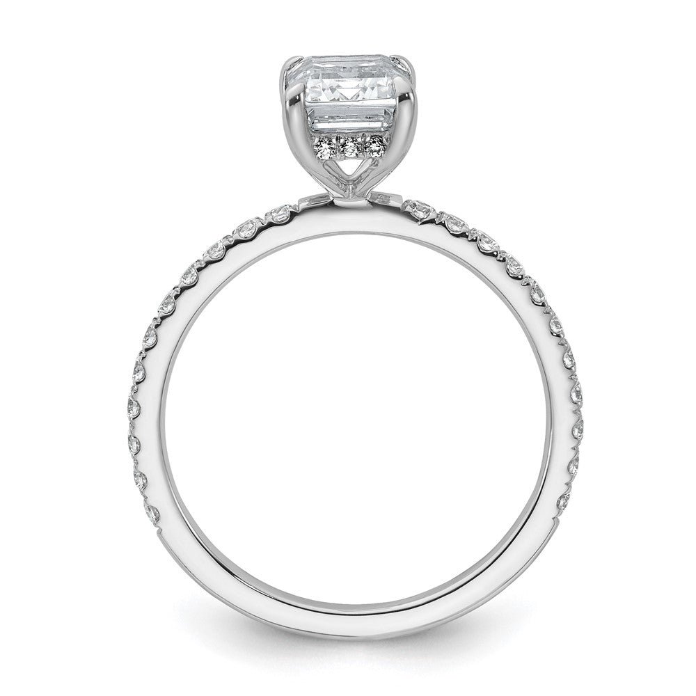 14K White Gold 2 carat Certified Lab Grown Diamond VS/SI+ G+ Emerald Complete Solitaire with Flair Engagement Ring